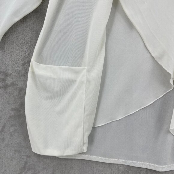 DeWeese Vintage White Nylon Chiffon Waterfall Collar Swim Cover Jacket - Picture 4 of 12